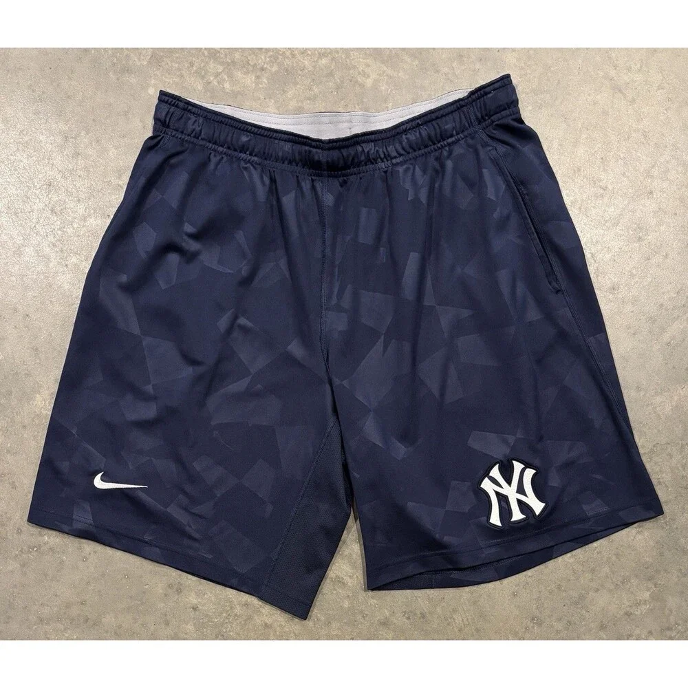 Nike New York Yankees Athletic Shorts Blue Geometric Men’s Large